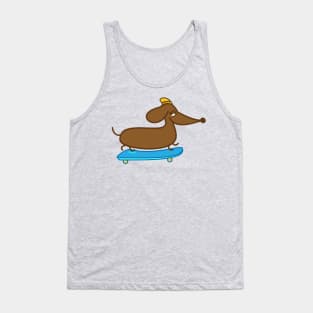 Skater Dachshund Skateboard Tank Top